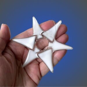 Vintage/modern fused glass six-pointed snowflake star Christmas ornament holiday